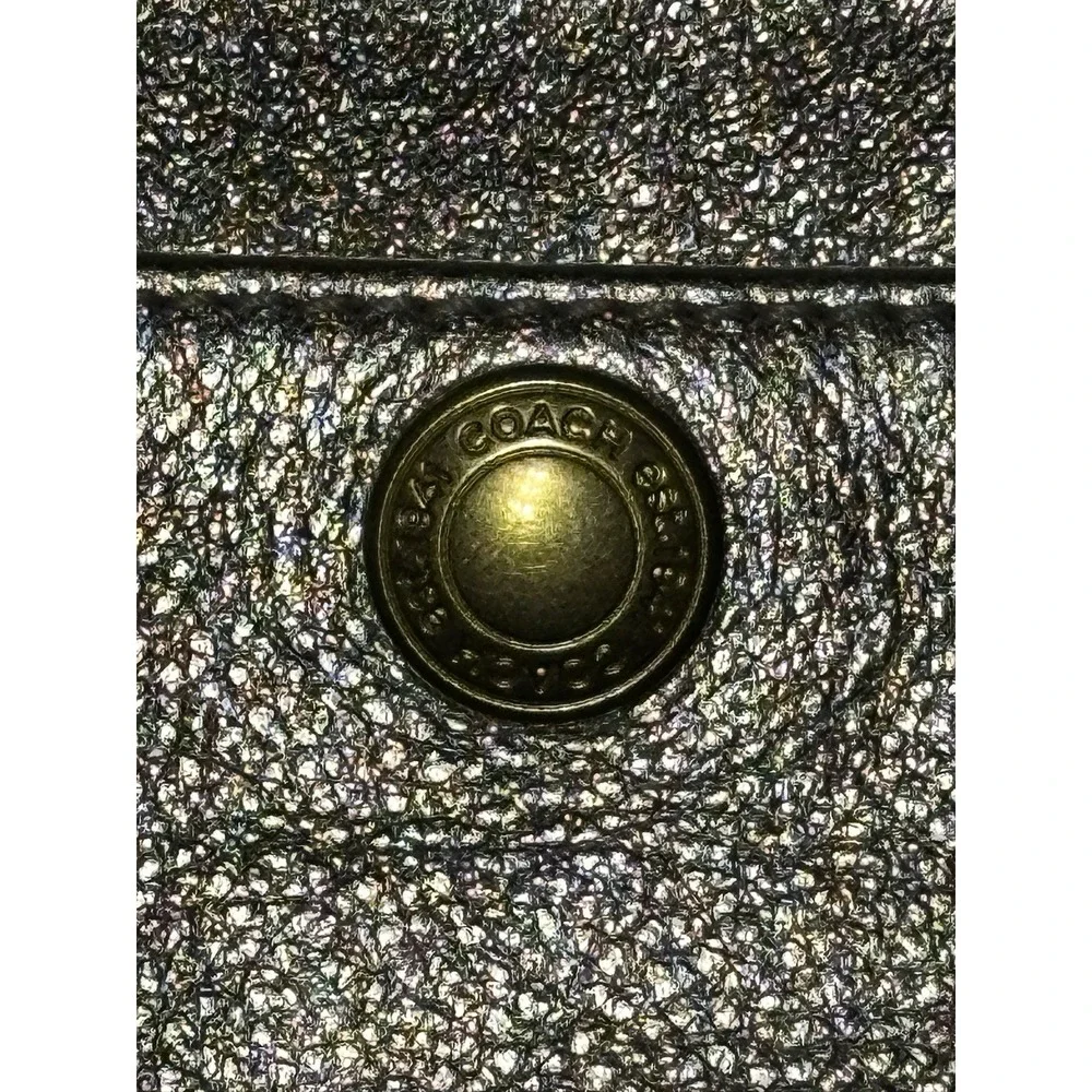 Coach Gold Wristlet With White Bow Clutch Purse Leather With Hang Tag